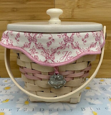 Longaberger 2001 Horizon of Hope HOH Basket Lid Protector Fabric Liner Tie On