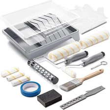 17 Piece Paint Roller Kit 9"4" FrameTrays Microfiber Cover Paint Kit House