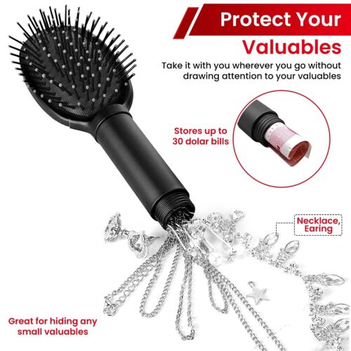 Hair Brush Hidden Storage Compartment Tool Safe Secret Stash For Jewelry Money