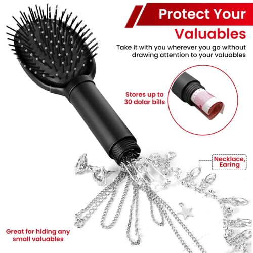 Hair Brush Hidden Storage Compartment Tool Safe Secret Stash For Jewelry Money - Afbeelding 1 van 11