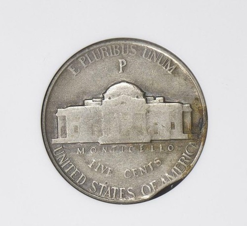 1945-P NGC VG08 Silver War Nickel Curved Clip at 1:00 Neat Mint Error VG8 - Picture 5 of 5