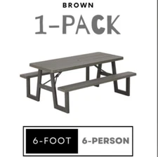 New Lifetime Folding Picnic Tables 60233 A-Frame Indoor Outdoor 6-Foot Top Brown