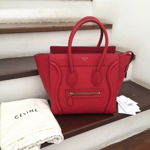 celine micro luggage red