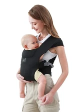 NEWBORN CARRIER BABY WRAP 7-25 LBS WITH HOOKS EASY ADJUSTABLE SOFT FABRIC BLACK