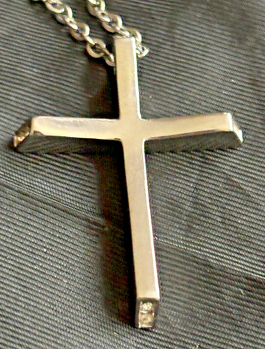 Chisel Stainless Steel Cross Pendant With Accent Rhinestones 1.5"x1" By Chisel