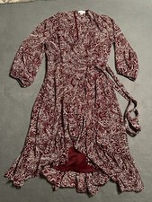 NWT Calvin Klein 3/4 Sleeve High Low Ruffles Patterned Dress Size