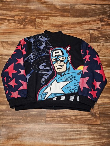 NEW Vintage JH Design Marvel Comics Captain America Jacket Coat Youth Size 2XL