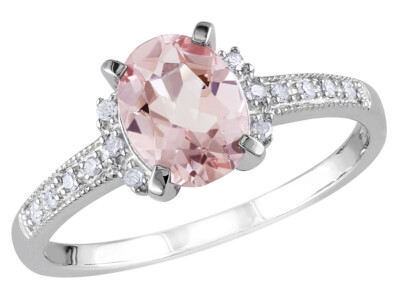 Morganit Ring 1,14 Karat (ctw) mit Diamanten in Sterlingsilber