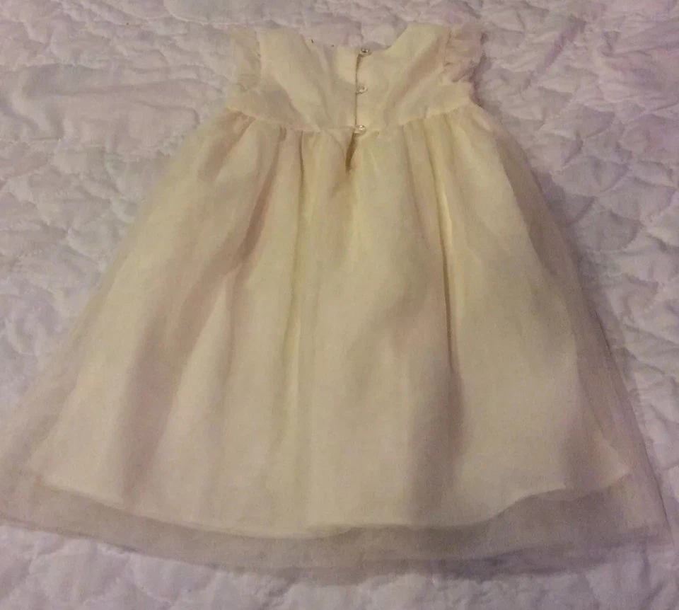 VESTIDO DE TUL BABY GAP NIÑAS FESTIVO VACACIONES MARFIL CON JOYAS TALLA 4 Foto 2 de 4