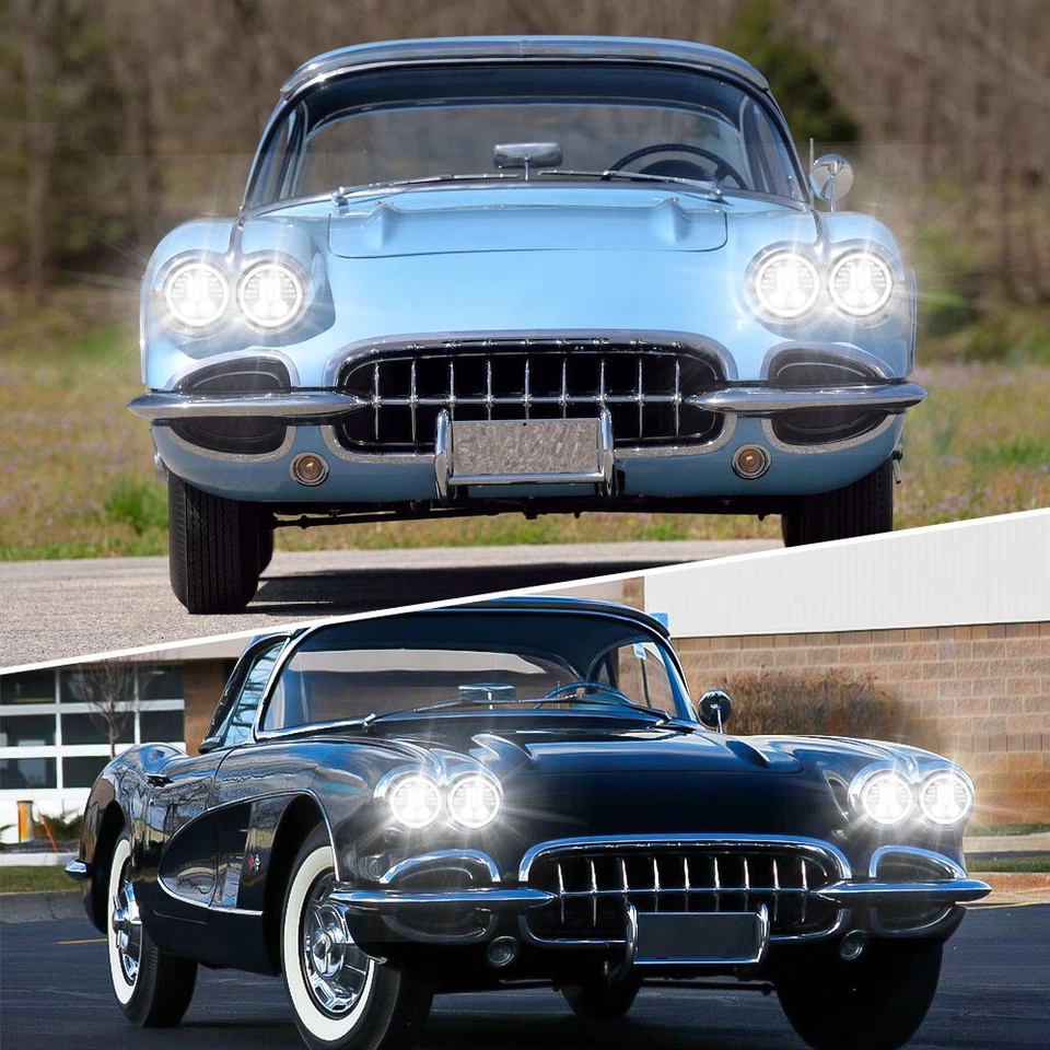 Faro LED 4 piezas 5,75" 5-3/4" alto/bajo DRL para Lincoln Continental 1962-1979 Foto 3 de 4