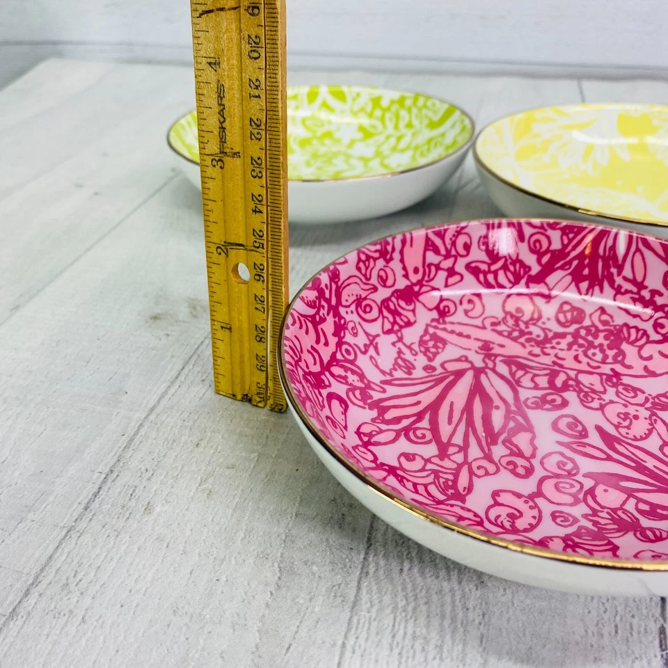 Juego de 3 cuencos de postre de frutas de porcelana con adornos dorados coloridos Lilly Pulitzer Target XXO Foto 2 de 4