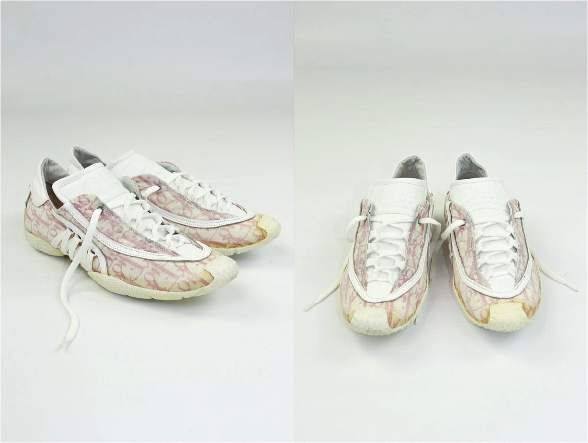 Women’s Christian Dior Vintage Pink Monogram Low Top Sneakers Shoes Size 38