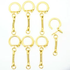 Gold Key Chain Snake Chain w/ Snap End & Jump Ring Bulk Wholesale 10/25/50/100pc
