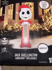 Gemmy Christmas Inflatable Jack Skellington with Wish List, 5.5 ft Height -