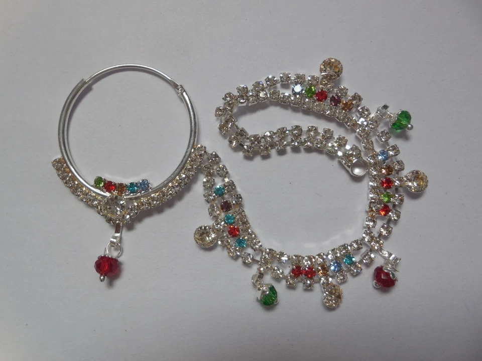 Посеребренные нос кольцо с цепочкой индийский Nath пирсинг модные ювелирные изделия свадьбы - Изображение 2 из 4