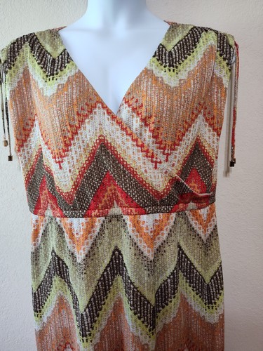 CHICOS Chevron Print Maxi Dress Multicolor Sleeveless Size 3 (XL) Stretch Lined - Picture 2 of 18