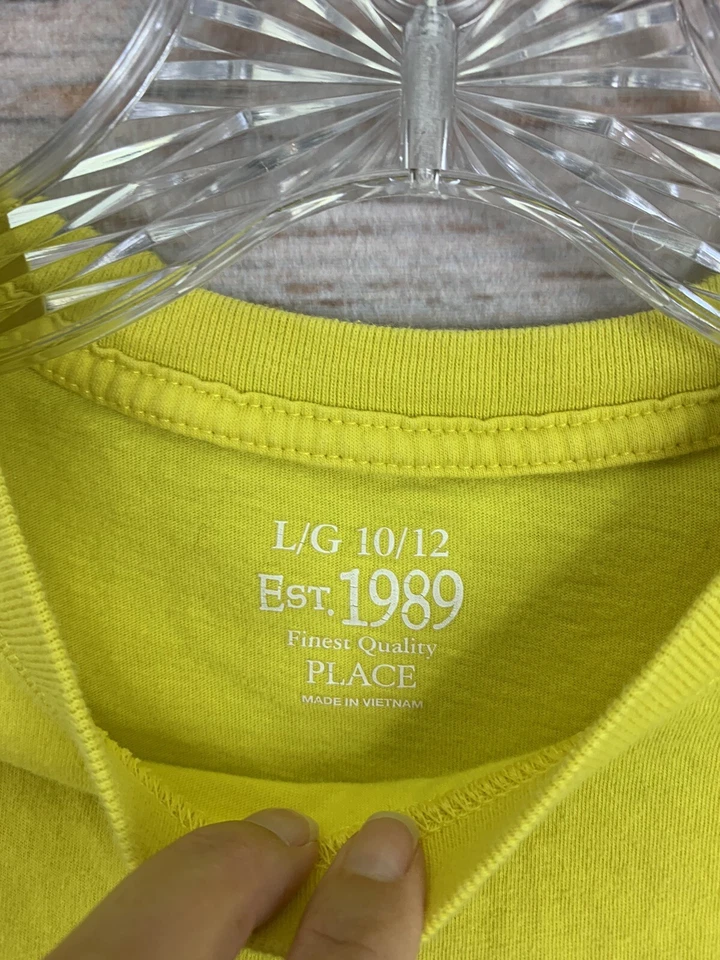 The Children's Place Yellow L/S T-Shirt FACE Graphic 100% Cotton Boy's L 10/12 - Image 2 of 4
