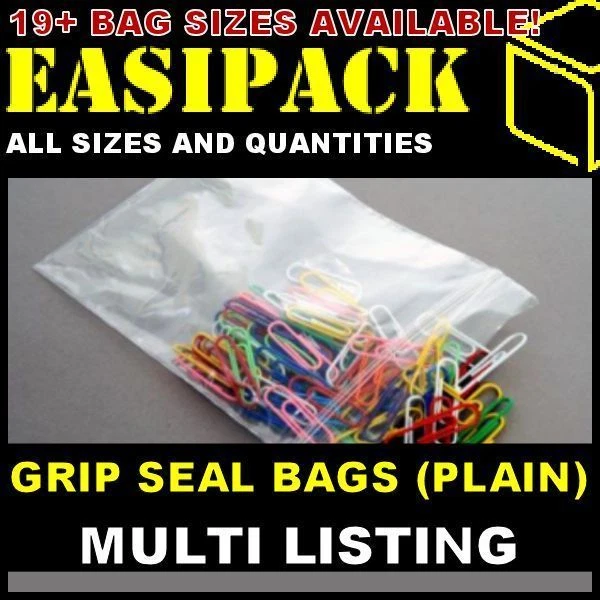 GRIPSEAL BAGS GRIP SEAL BAGS (EINFARBIG) Wiederverschließbare Poly Kunststoff Polyethylen Klarsichtbeutel *alle Größen*