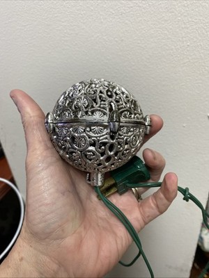 Vtg Chirping Bird Christmas Ornament Ball Battery Operated Switch Silver Works