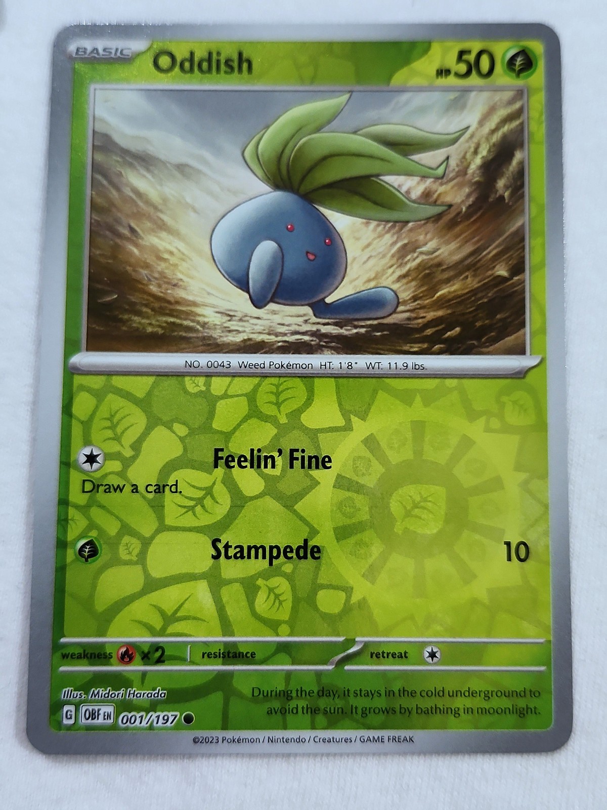 Oddish #1/197 Obsidian Flames 2023 Reverse Holo Pokémon TCG