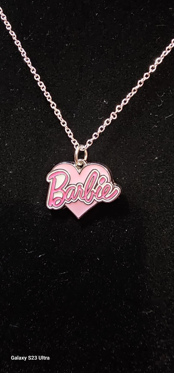 新品未使用タグ付♡Barbieバービー♡ハートピンクネックレス♡平成 