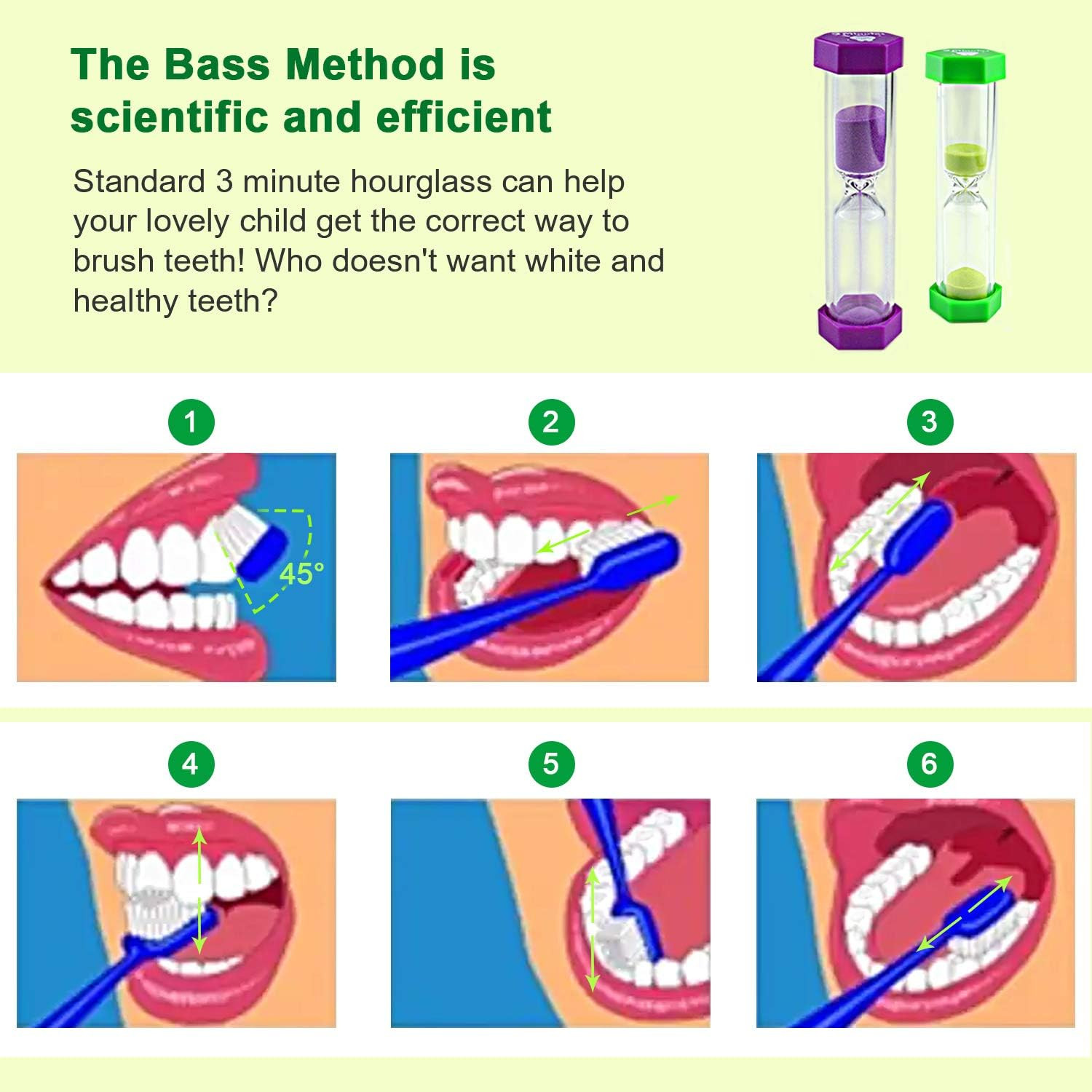 Tooth Brushing Timers for Kids and Teens, 3 Minutes Hourglass Sand Timer for ...