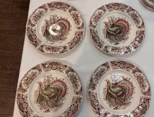 Set of 4 Dinner 10 5/8" PLATES Windsor Ware Johnson Bros WILD TURKEYS