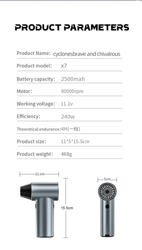 Metal Turbo Fan X7 Violent Fan With USB Type C charging Cable High Hardness - Picture 9 of 9