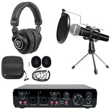 Rockville R-TRACK 1-Person Podcast Kit w/Dynamic Mic Stand Pop Filter Headphones