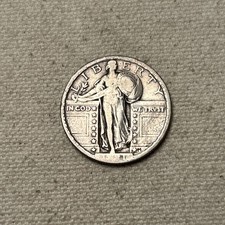 1921 25c Standing Liberty Quarter KEY DATE Circulated F Fine Original #JM49