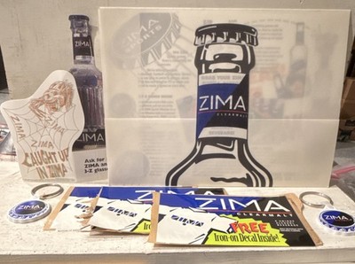 Zima Original 1990s Collectible Advertising Signs & Stickers Blue White Black