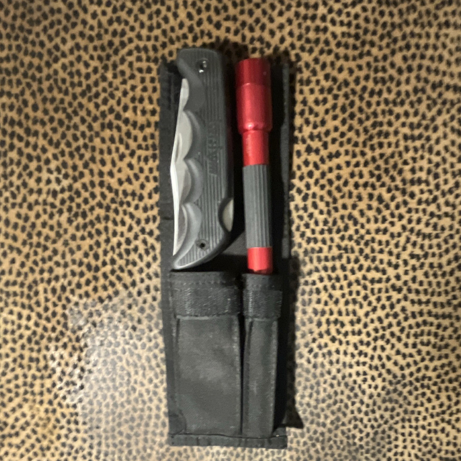 Kershaw Multi-Tool Set with Stainless Steel Knife, Red Flashlight, Black Pouch