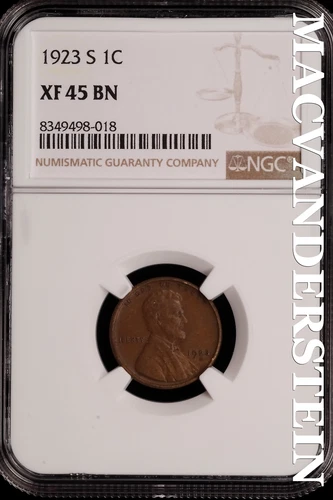1923-S Lincoln Wheat Cent - NGC XF 45 BN - Scarce  No Reserve  #SLH61