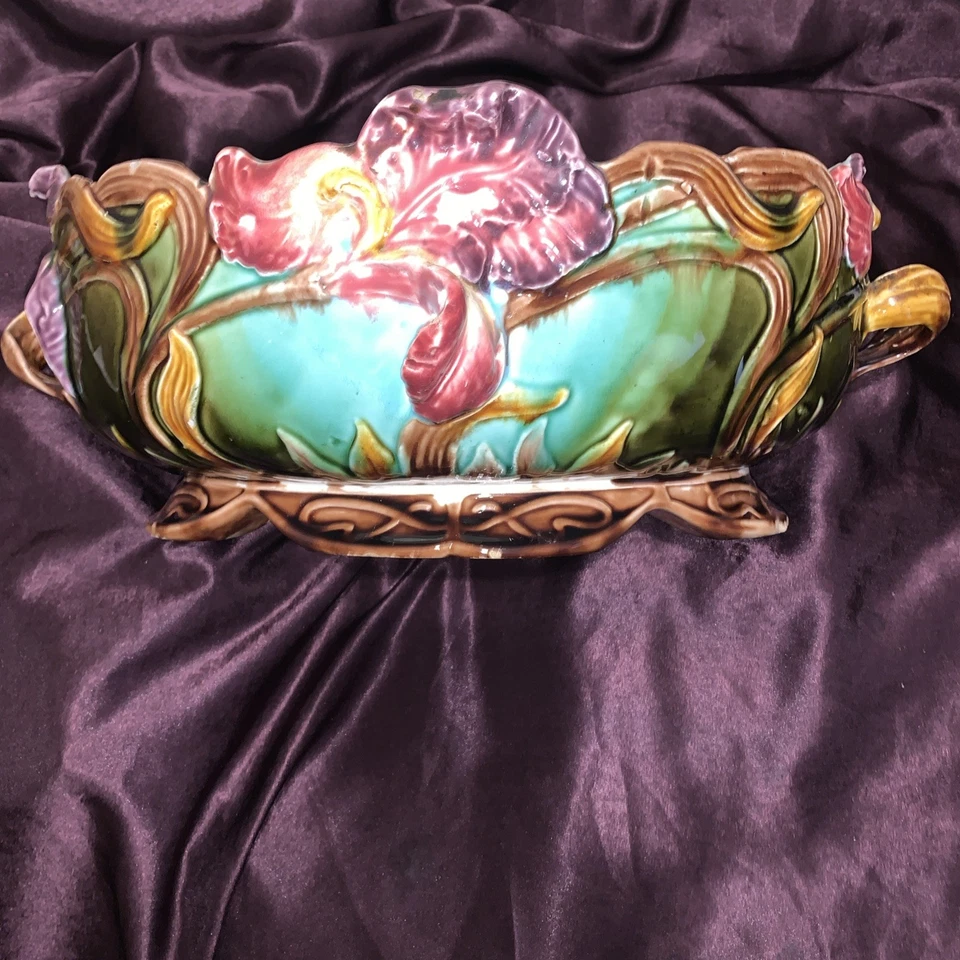 Antiguo cuenco de servidor de cerámica del siglo XIX Foto 2 de 4