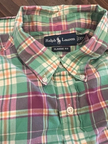 Ralph Lauren Polo Classic Fit XXL Long Sleeve Green Pink Plaid
