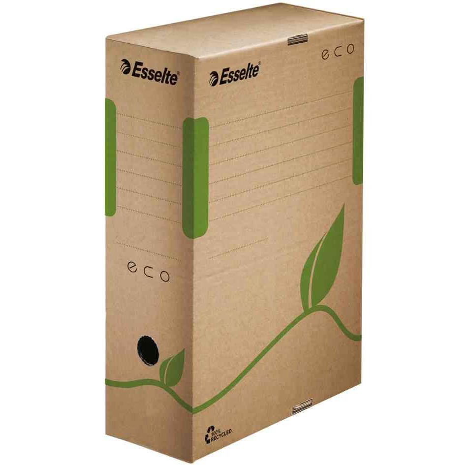 Boîtes archives A4 Esselte ECO dos 80mm en carton marron recyclé pack de 25