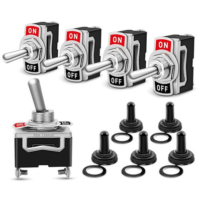 #ad 5x SPST Solid Metal ON OFF Toggle Switch Single Pole For Marine Automotive 12V $3.99