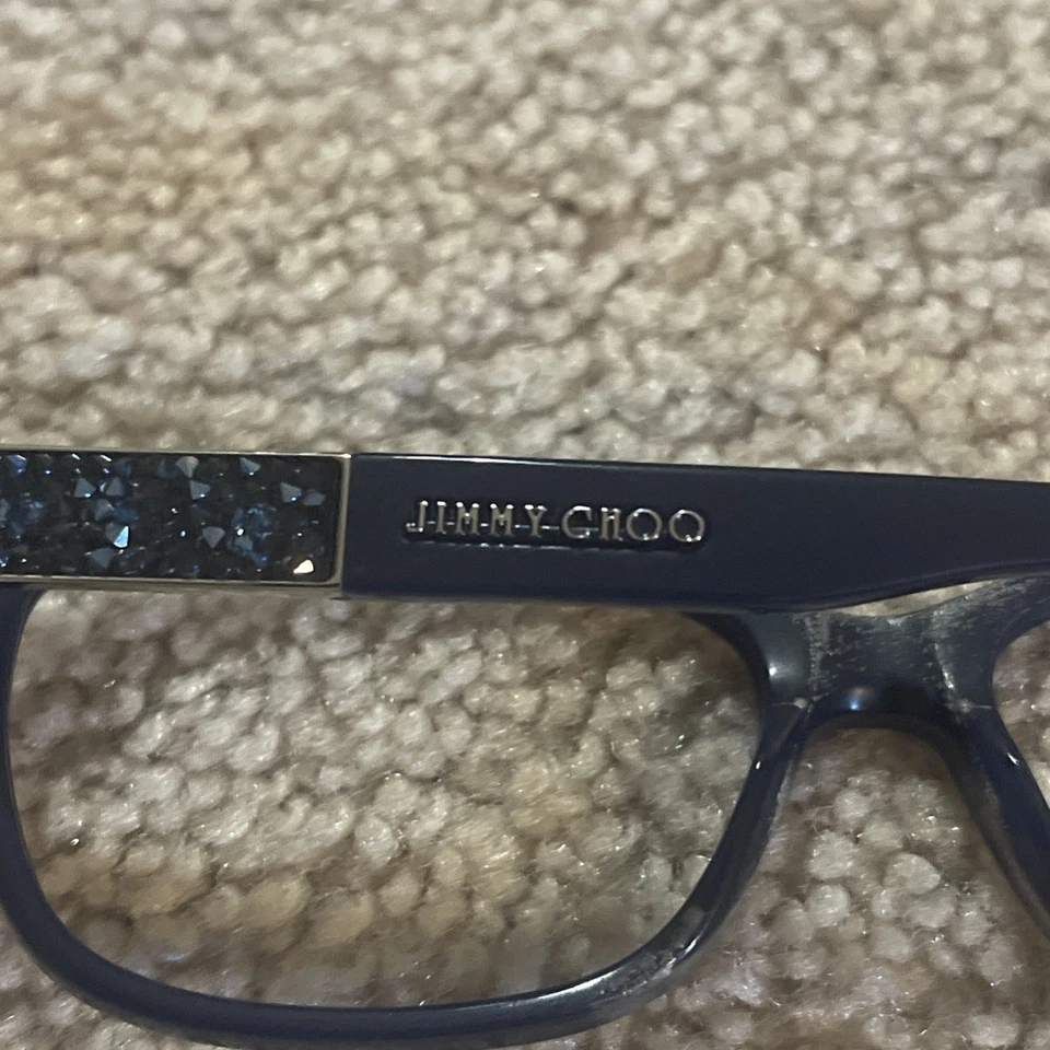 Solo monturas para gafas Jimmy Choo, JC, negras con piedras, hechas en Italia Foto 3 de 4