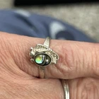 Stunning Vintage Signed 7 Sterling Silver Abalone Ring 925