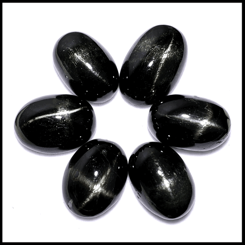 Asterismo de 4 rayos ~ 6 piezas piedras preciosas cabujón ovalado de estrella negra natural 19-21 mm - Imagen 6 de 10