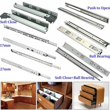 UK Drawer Runners Heavy Duty Ball Bearing/Soft Close/Push to Open 182mm-700mm