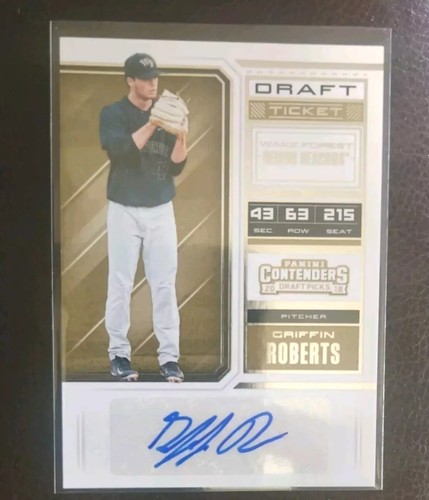 Griffin Roberts 2018 Contenders Draft Picks Autograph Draft Ticket Wake Forest
