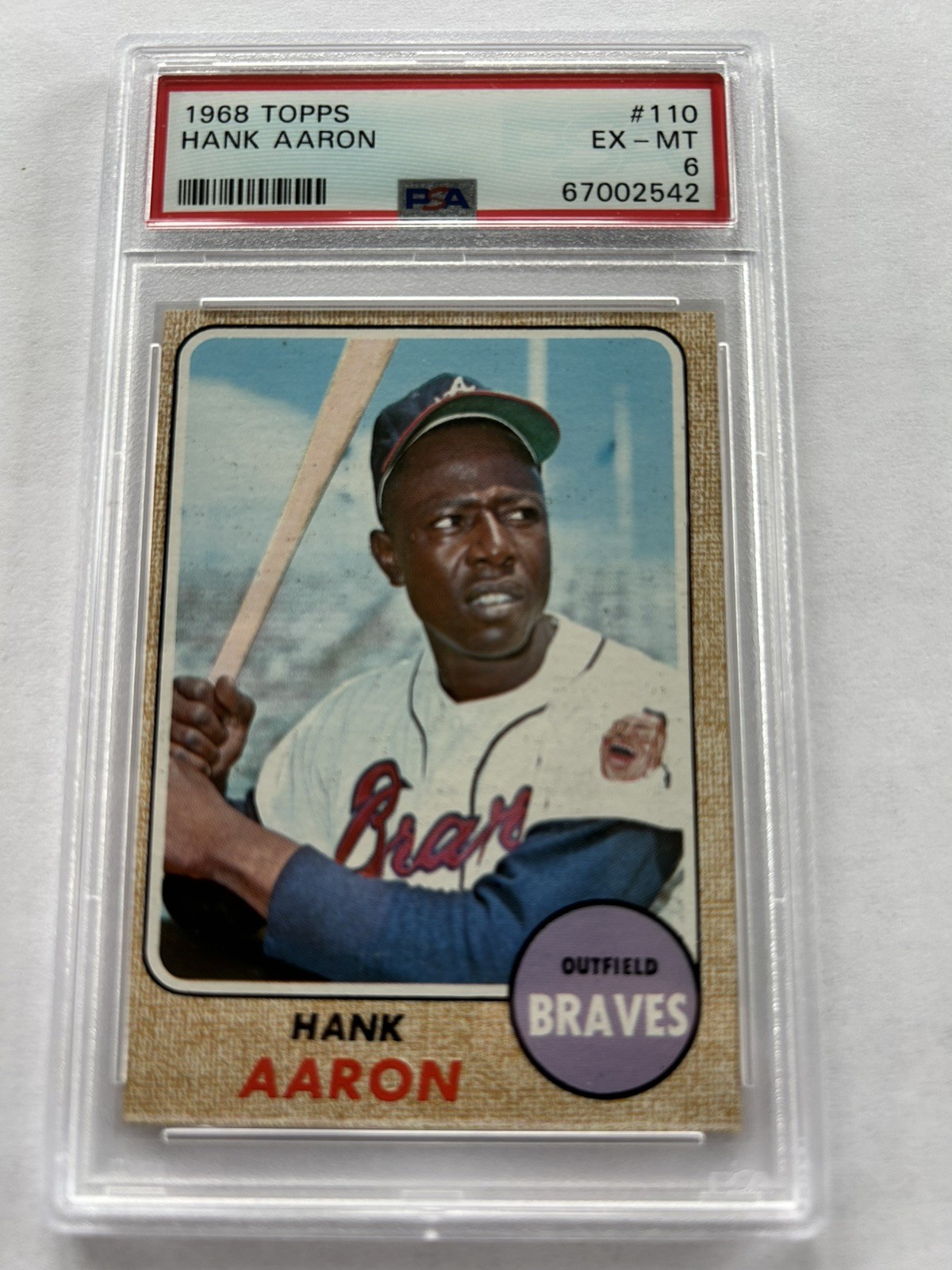 1968 Topps #110 Hank Aaron Braves PSA 6 EX-MT HOF