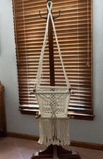 Macrame Boho Hanging Organic Cotton Baby Swing Seat Handmade Hammock Chair