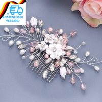 Blume Braut Hochzeit Haarkamm Perle Kopfschmuck Kristall Hochzeit Haarschmuck Fü