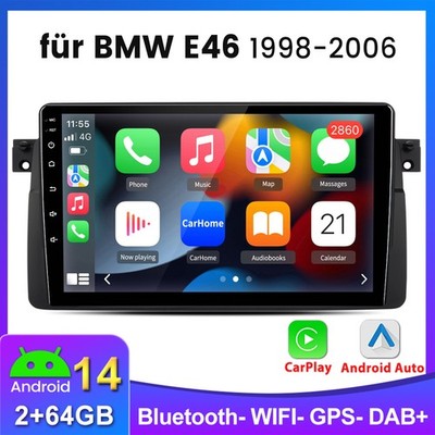 Für BMW E46 3er 318 320 325 M3 9'' CarPlay Android 15 Autoradio GPS Navi WiFi SWC