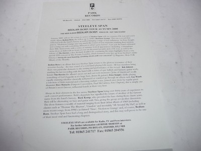 Steeleye Span/Maddy Prior - 4 different Press Releases, 3 Flyers and 2 Postcards