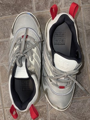 Givenchy Men's Low Top Lace-Up Athletic Sneakers Silver Gray White Red
