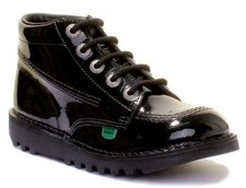 Image of Kickers Kick Hi Youth Unisex Leather Ankle Boots In Black Size UK 3 - 6