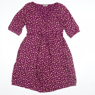 Vertbaudet Damen lila Blumen A-Linie Kleid Größe 8